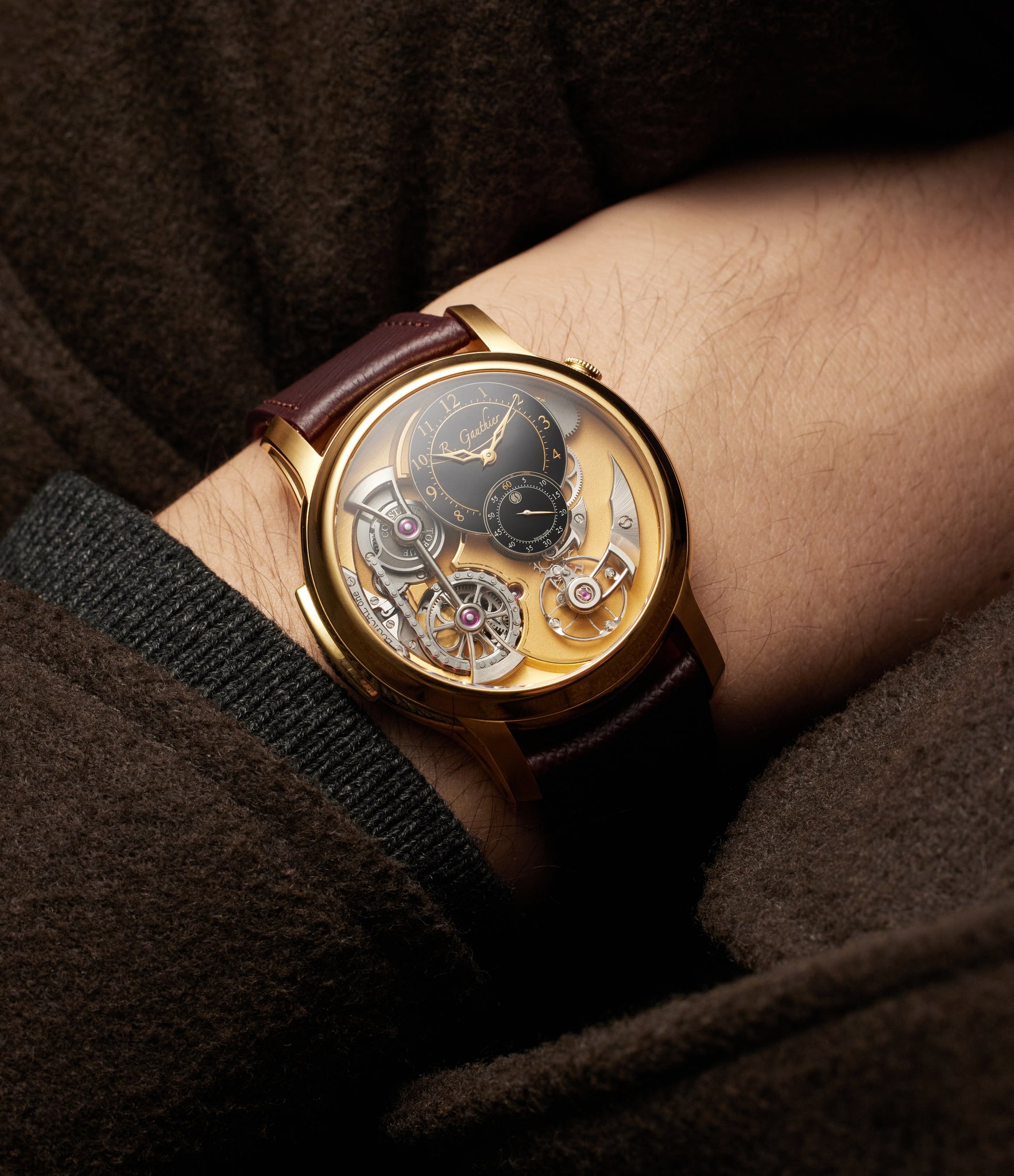 on the wrist Romain Gauthier Logical One  Yellow Gold preowned watch at A Collected Man London