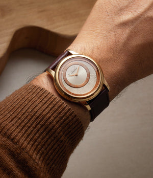 on wrist Romain Gauthier Prestige HM  Rose Gold preowned watch at A Collected Man London