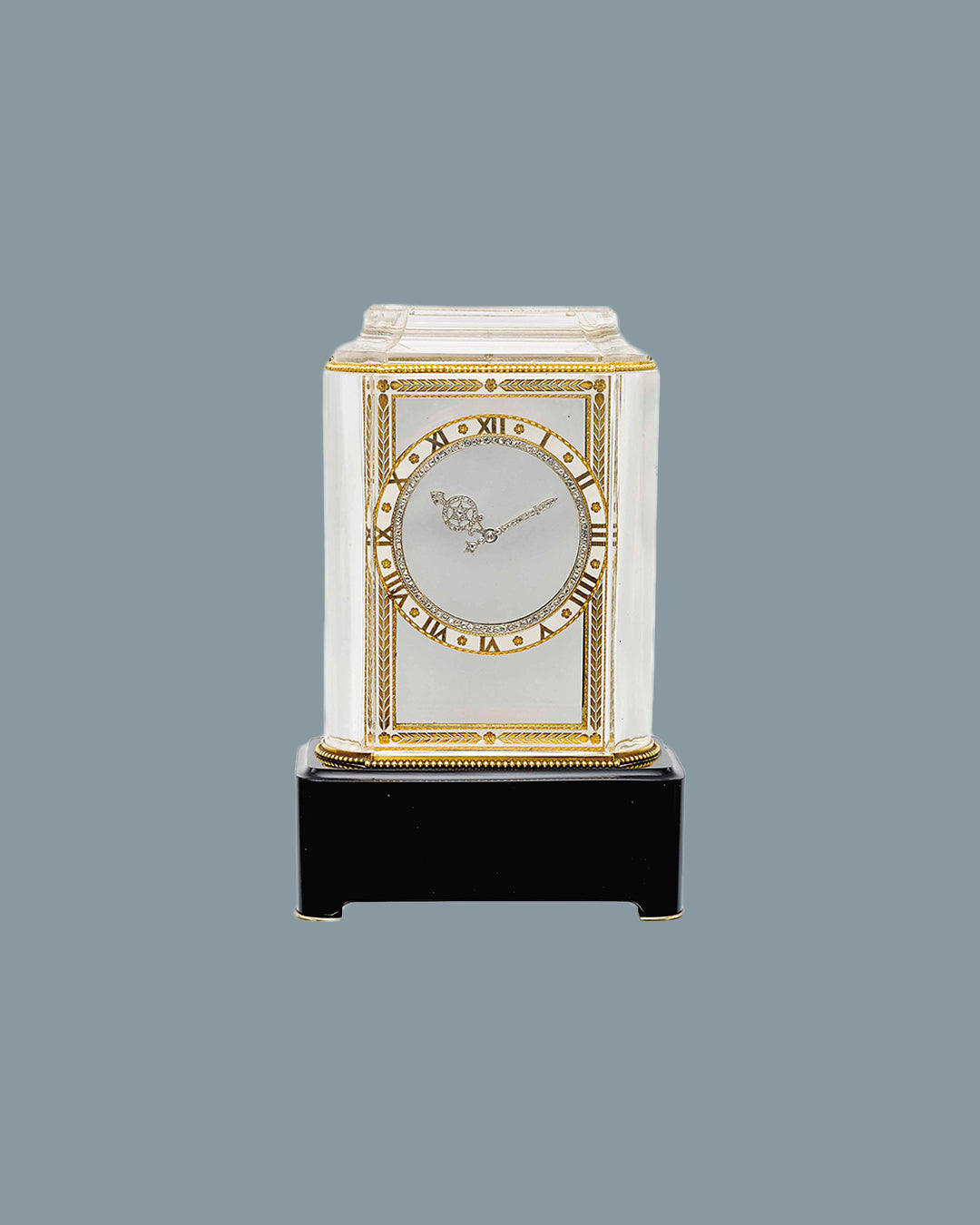 A white Cartier Model A clock