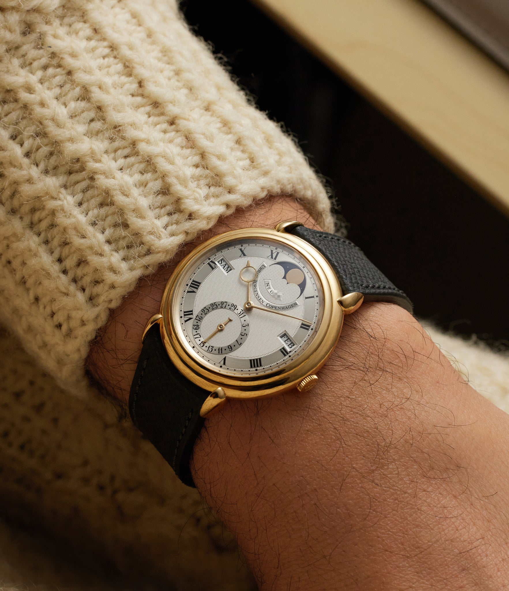 on the wrist Urban Jürgensen Reference 2  Yellow Gold preowned watch at A Collected Man London