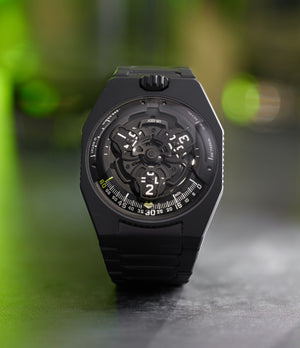 Front Dial | Urwerk UR-100V Full Black Titanium Jacket | UR100 VFTJ BLACK | Titanium | A Collected Man | Available Worldwide