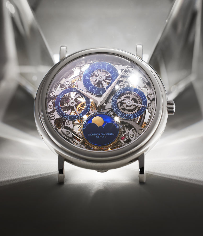 rare Vacheron Constantin Skeletonised Perpetual Calendar 43032P Platinum preowned watch at A Collected Man London