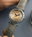 in hand Titanium Vianney Halter Scriptura   preowned watch at A Collected Man London
