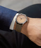 on the wrist Winnerl Tremblage  White Gold Exclusive partnership watch at A Collected Man London