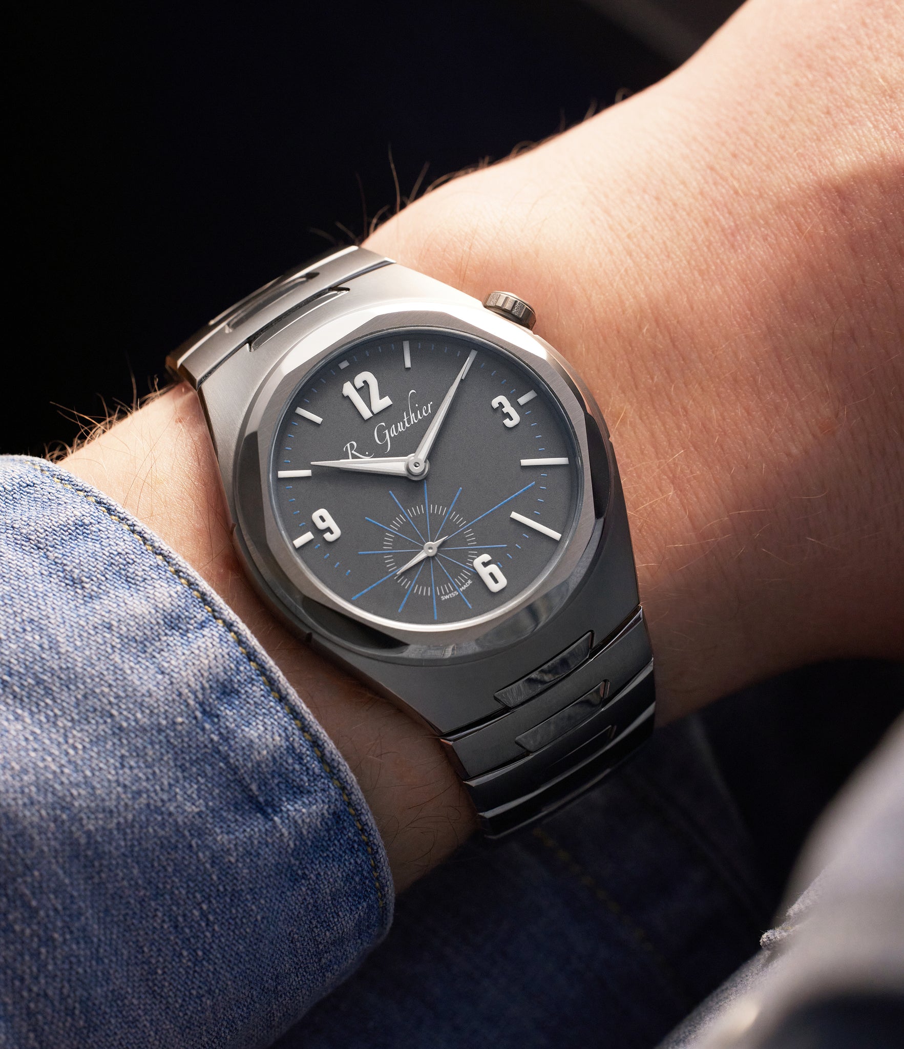 on the wrist Romain Gauthier Continuum MON00580 Titanium preowned watch at A Collected Man London