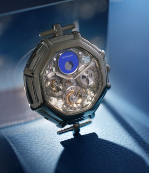 Perpetual Calendar  Gerald Genta Platinum preowned watch at A Collected Man London