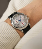 on the wrist F. P. Journe Centrigraphe Souverain  Platinum preowned watch at A Collected Man London