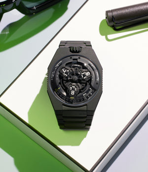 Front Dial  | Urwerk UR-100V Full Black Titanium Jacket | UR100 VFTJ BLACK | Titanium | A Collected Man | Available Worldwide