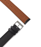 Buy 20mm x 19mm Singapore Molequin F. P. Journe curved watch strap Saffiano black calfskin leather quick-release springbars buckle handcrafted European-made for sale online at A Collected Man London