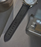 Purchase 20mm x 19mm Singapore Molequin F. P. Journe curved watch strap Saffiano black calfskin leather quick-release springbars buckle handcrafted European-made for sale online at A Collected Man London