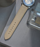 Selling 20mm x 19mm Sardegna Molequin F. P. Journe curved watch strap Saffiano cream calfskin leather quick-release springbars buckle handcrafted European-made for sale online at A Collected Man London