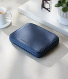 Four-watch slim folio in midnight blue grained leather, Handmade in France by skilled craftsmen from classic, midnight blue grained leather, it’s a slim case with a tactile, natural feel | A Collected Man