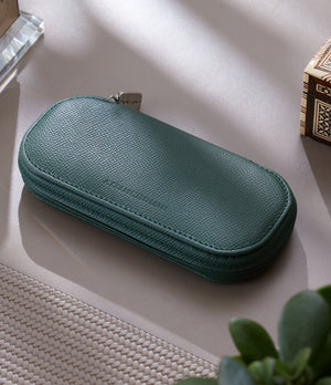 Amsterdam, one-watch One-watch slim pouch in emerald-green grained leather | Available World Wide | A Collected Man