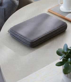 Besançon, eight-watch folio Eight-watch slim folio inin charcoal grey nubuck leather | Available World Wide | A Collected Man