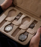 Besançon, eight-watch folio Eight-watch slim folio in brown taupe nubuck leather | Available World Wide  | A Collected Man