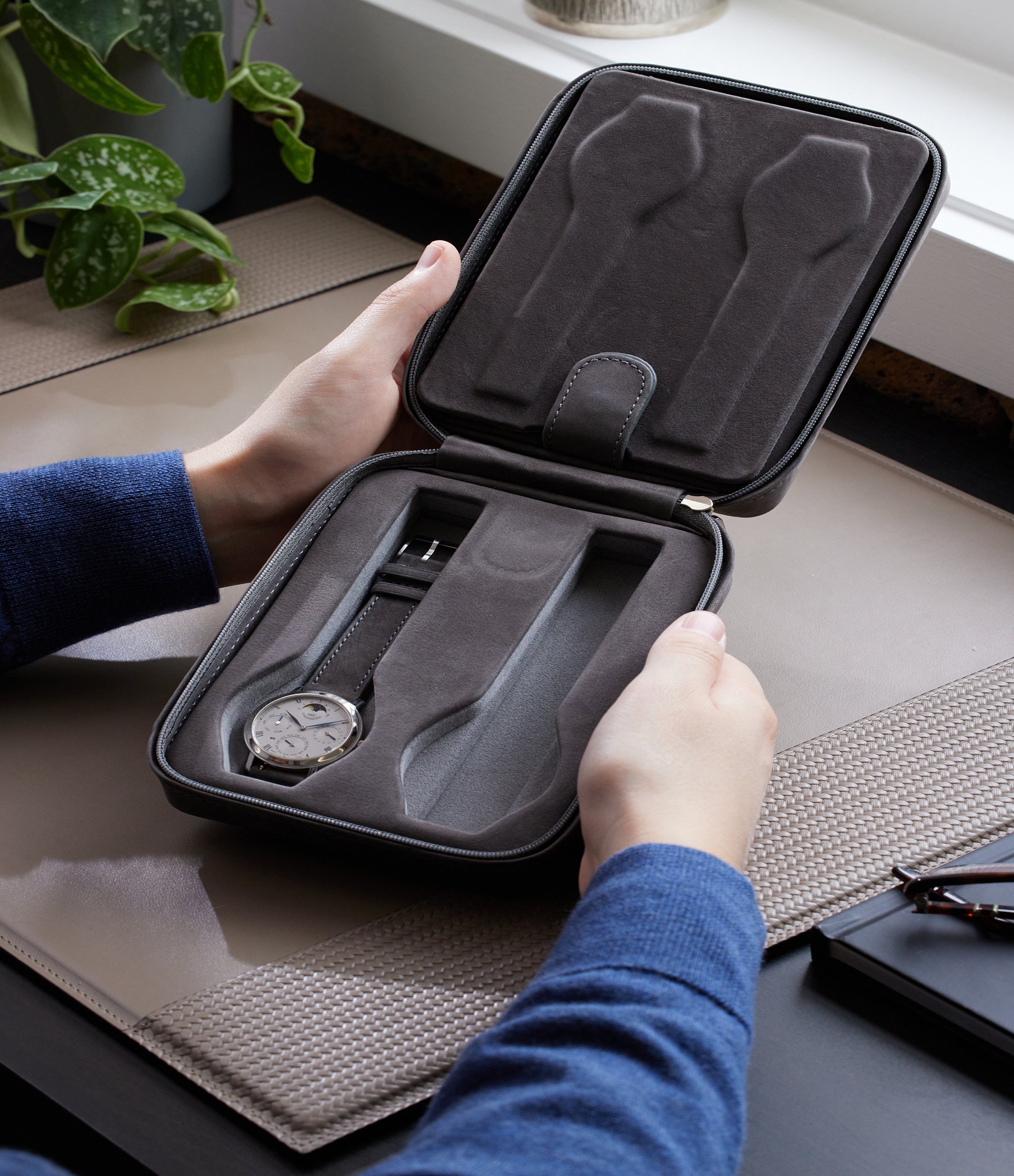 Four-watch case, charcoal grey, nubuck | Buy A Collected Man ...