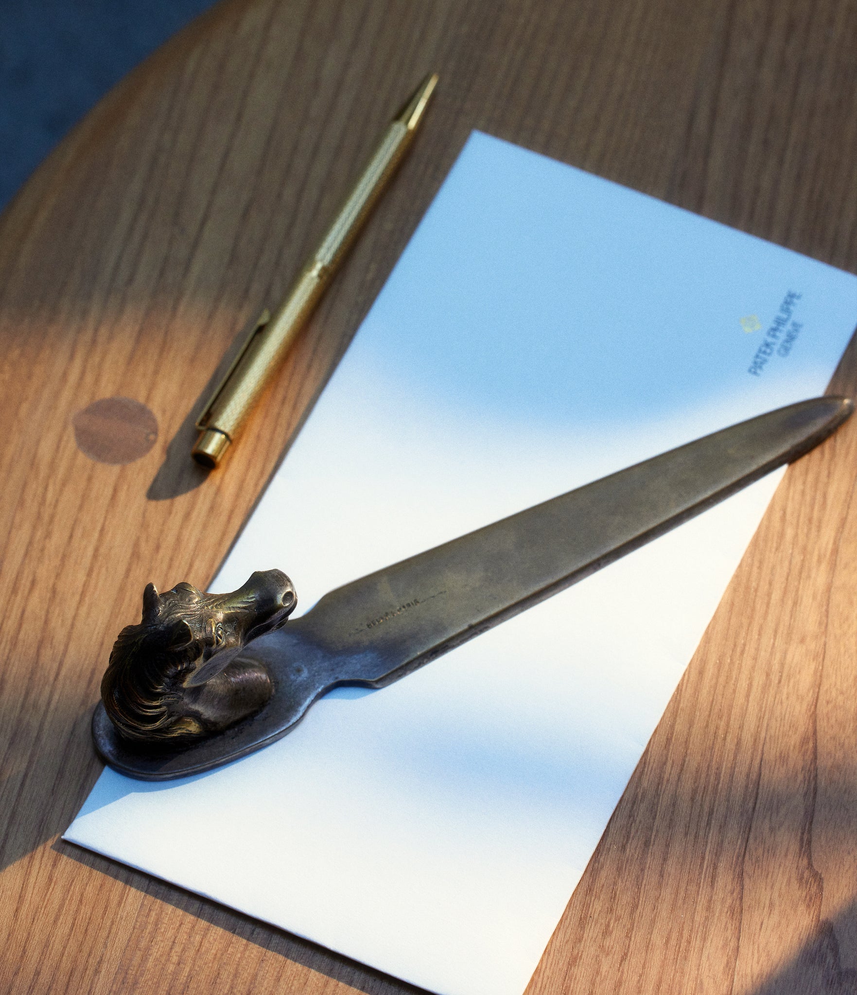 for sale vintage Hermès letter opener with bronze and brass sheen online at A Collected Man London