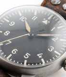 A. Lange & Söhne B-uhr World War II Pilot's Navigator's rare watch  steel manual-winding vintage pre-owned watch with black dial and original brown strap