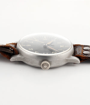 A. Lange & Söhne B-uhr World War II Pilot's Navigator's rare watch  steel manual-winding vintage pre-owned watch with black dial and original brown strap