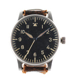 A. Lange & Söhne B-uhr World War II Pilot's Navigator's rare watch  steel manual-winding vintage pre-owned watch with black dial and original brown strap