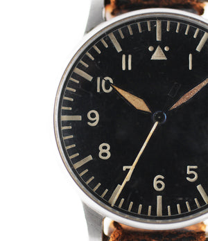 A. Lange & Söhne B-uhr World War II Pilot's Navigator's rare watch  steel manual-winding vintage pre-owned watch with black dial and original brown strap
