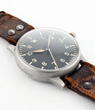 A. Lange & Söhne B-uhr World War II Pilot's Navigator's rare watch  steel manual-winding vintage pre-owned watch with black dial and original brown strap