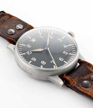 A. Lange & Söhne B-uhr World War II Pilot's Navigator's rare watch  steel manual-winding vintage pre-owned watch with black dial and original brown strap