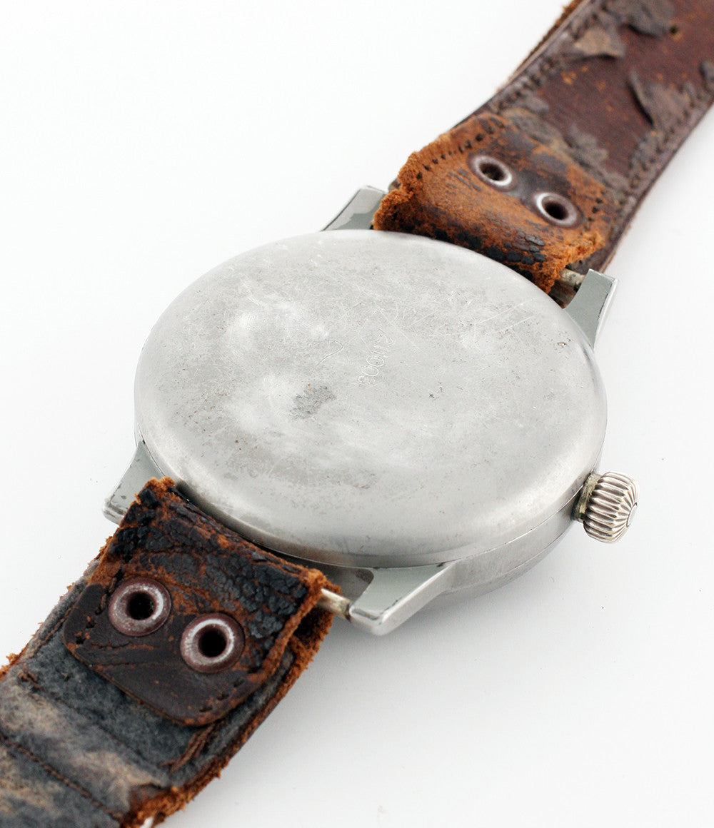 A. Lange & Söhne B-uhr World War II Pilot's Navigator's rare watch  steel manual-winding vintage pre-owned watch with black dial and original brown strap