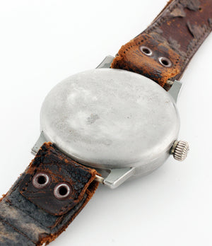A. Lange & Söhne B-uhr World War II Pilot's Navigator's rare watch  steel manual-winding vintage pre-owned watch with black dial and original brown strap