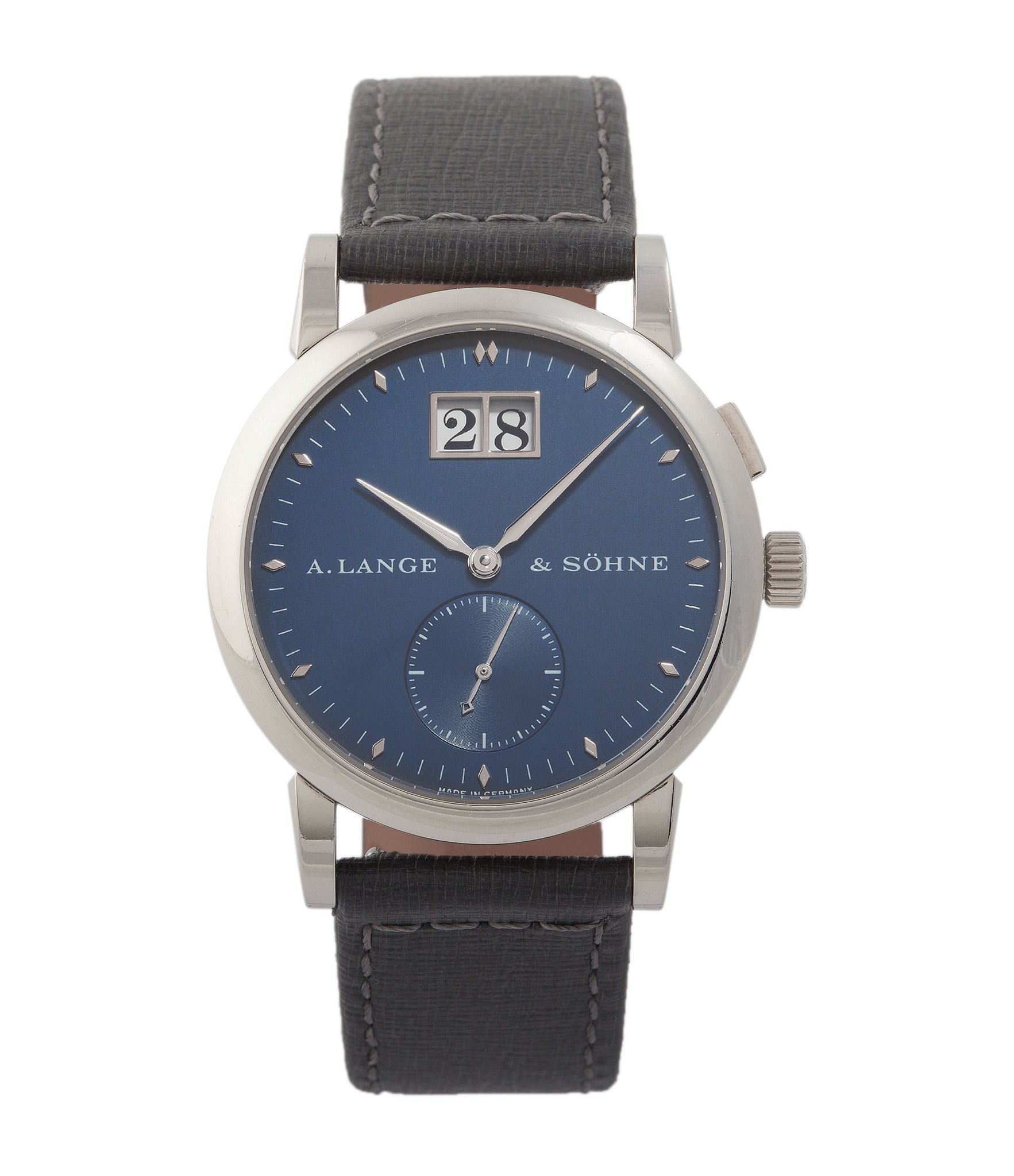 A. Lange & Söhne Saxonia | Blue Dial | White Gold |Buy at a Collected Man | Available Worldwide
