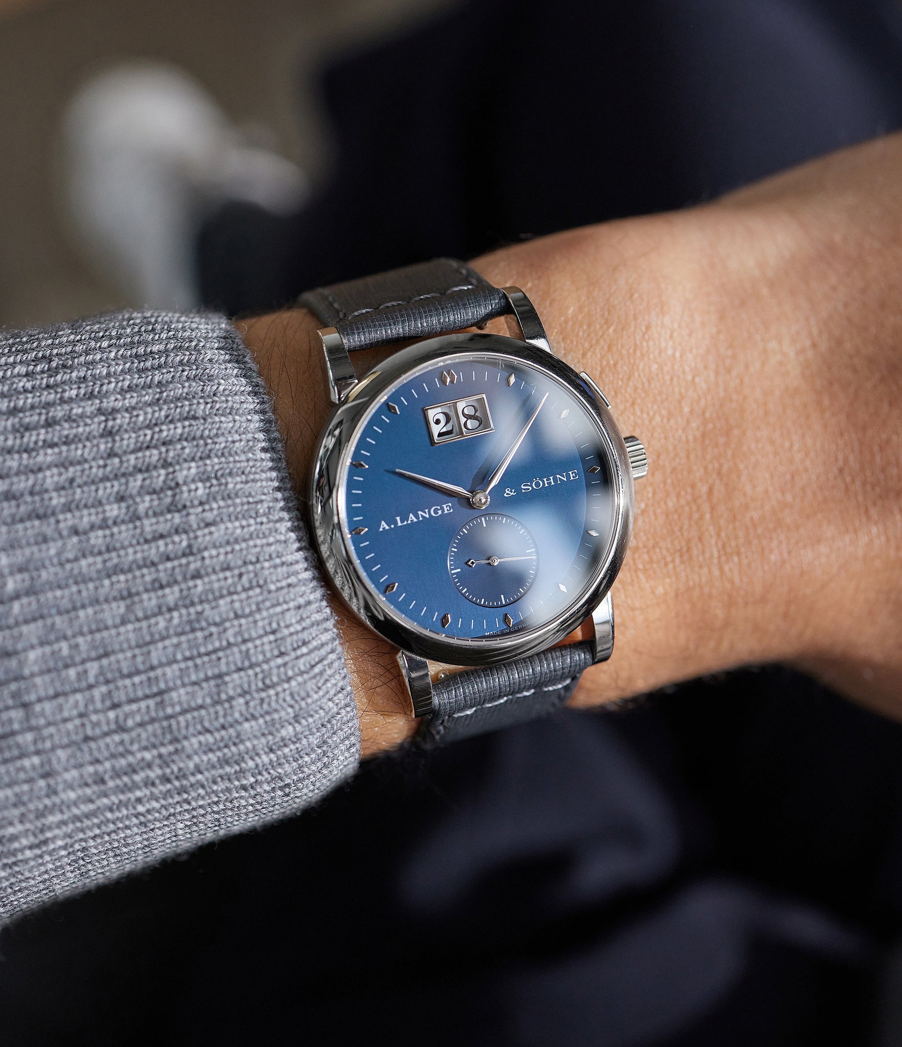 A. Lange & Söhne Saxonia | Blue Dial | White Gold | Buy at a Collected Man | Available Worldwide