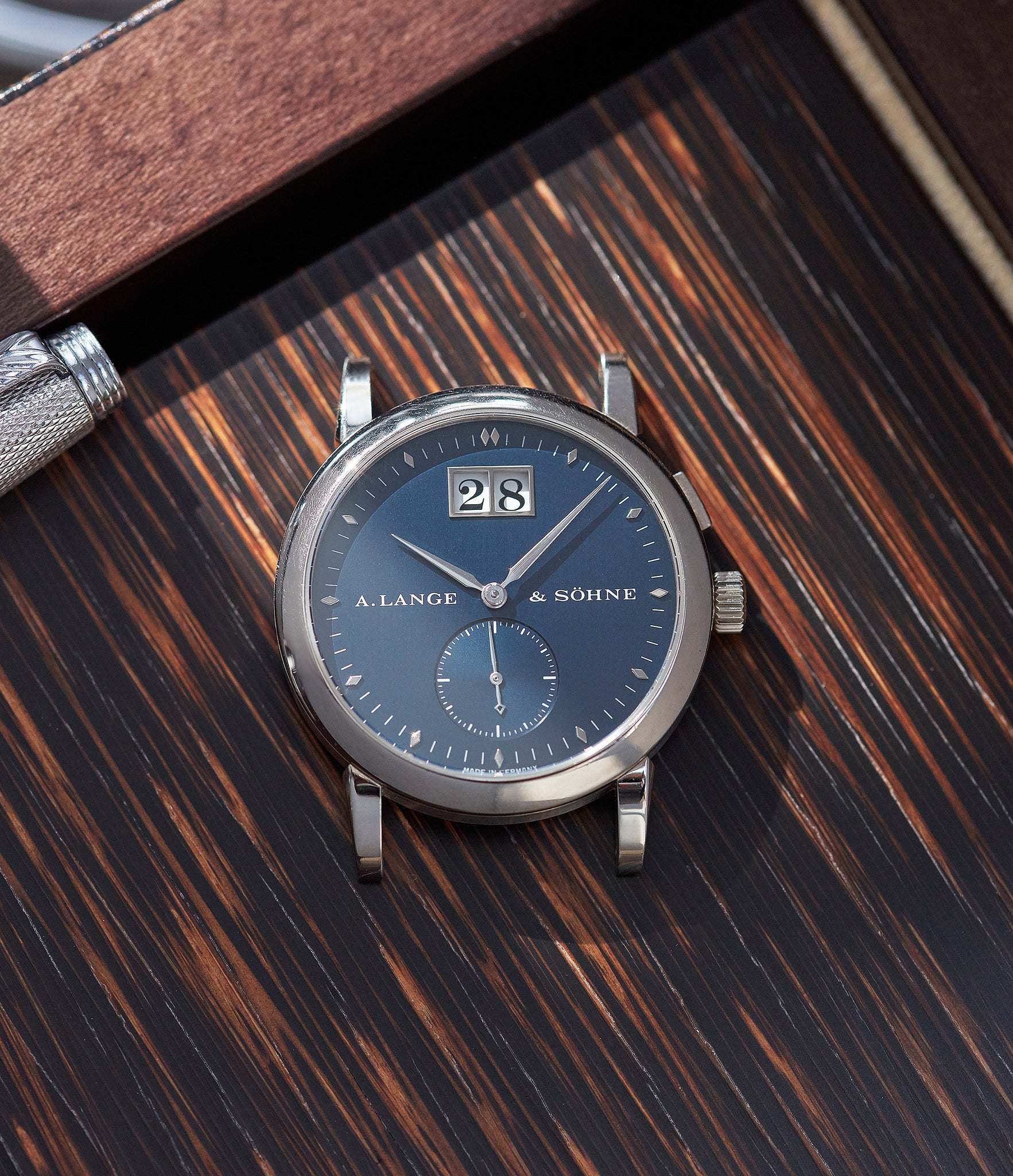 A. Lange & Söhne Saxonia | Blue Dial | White Gold |Buy at a Collected Man | Available Worldwide