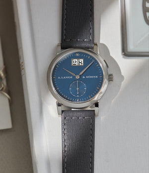 A. Lange & Söhne Saxonia | Blue Dial | White Gold |Buy at a Collected Man | Available Worldwide