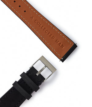 Order Sofia Molequin watch strap black nubuck leather quick-release springbars buckle handcrafted European-made for sale online at A Collected Man London