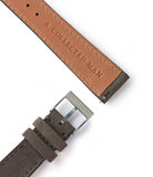 Buy Helsinki Molequin watch strap dark grey nubuck leather quick-release springbars buckle handcrafted European-made for sale online at A Collected Man London
