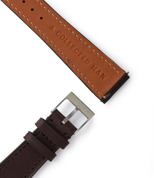 dark brown smooth calfskin leather Prague watch strap 19mm for sale A Collected Man London British specialist leather watch straps