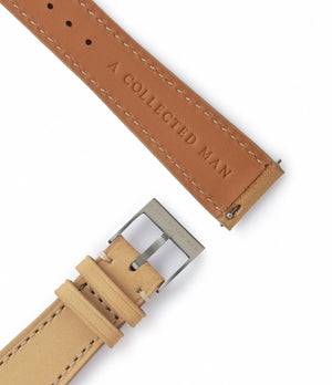 Buy nubuck quality watch strap in dusty camel beige from A Collected Man London, in short or regular lengths. We are proud to offer these hand-crafted watch straps, thoughtfully made in Europe, to suit your watch. Available to order online for worldwide delivery.