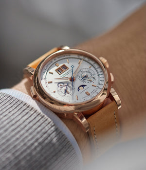 wristwatch A. Lange & Sohne Datograph  Perpetual Calendar 410.032 pink gold pre-owned dress watch for sale online at A Collected Man London seller rare watches