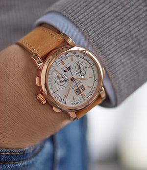 rare A. Lange & Sohne Datograph  Perpetual Calendar 410.032 pink gold pre-owned dress watch for sale online at A Collected Man London seller rare watches