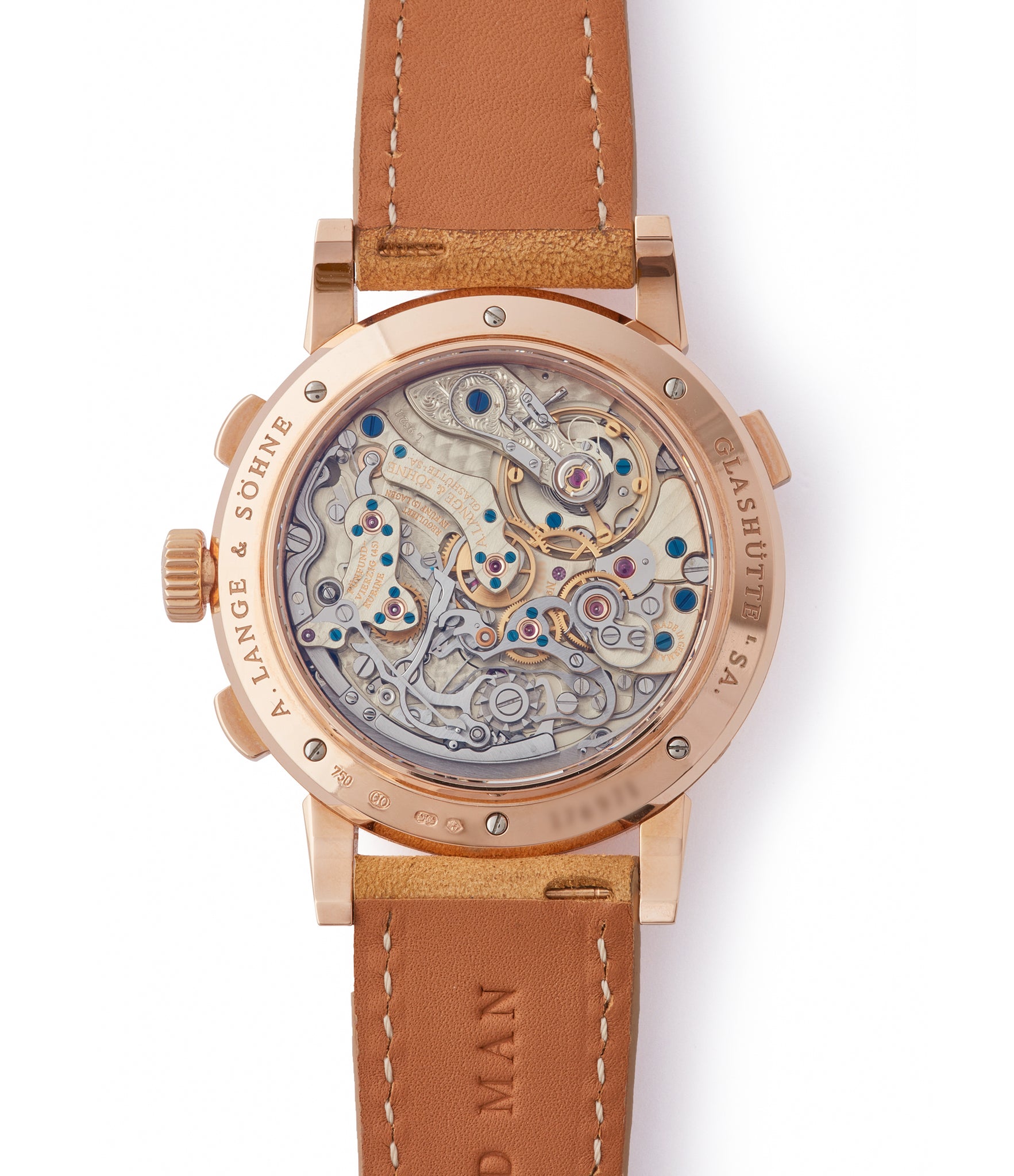 manual-winding German-made A. Lange & Sohne Datograph  Perpetual Calendar 410.032 pink gold pre-owned dress watch for sale online at A Collected Man London seller rare watches