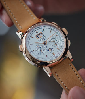 Datograph Lange & Sohne Perpetual Calendar 410.032 pink gold pre-owned dress watch for sale online at A Collected Man London seller rare watches