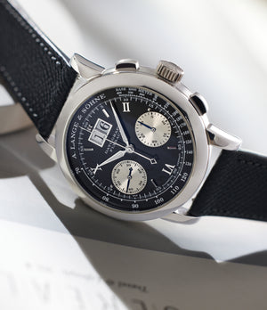 Front dial | luxury rare pre-owned A. Lange & Söhne Datograph 403.035 Platinum preowned watch at A Collected Man London