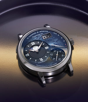 rare A. Lange & Söhne Grand Lange 1 Moon Phase Lumen 139.035F Platinum preowned watch at A Collected Man London