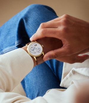 On wrist | A. Lange & Söhne | 110.157 | LANGE 1 | YELLOW GOLD | Available worldwide at A Collected Man