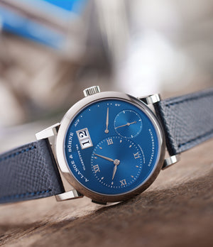 Front Dial with strap | A. Lange & Söhne | Lange 1 Blue Series | 191.028 | White Gold | Available worldwide at A Collected Man
