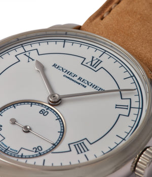 white Grand Feu enamel sector dial AkriviA Rexhep Rexhepi Chronometre Contemporain platinum time-only dress watch A Collected Man London