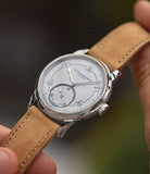 men's luxury rare wristwatch AkriviA Rexhep Rexhepi Chronometre Contemporain platinum white Grand Feu enamel sector dial time-only dress watch A Collected Man London