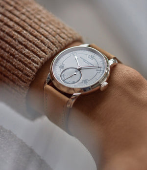 GPHG Men's Best watch 2018 AkriviA Rexhep Rexhepi Chronometre Contemporain platinum white Grand Feu enamel sector dial time-only dress watch A Collected Man London
