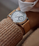 join waiting list AkriviA Rexhep Rexhepi Chronometre Contemporain platinum white Grand Feu enamel sector dial time-only dress watch A Collected Man London