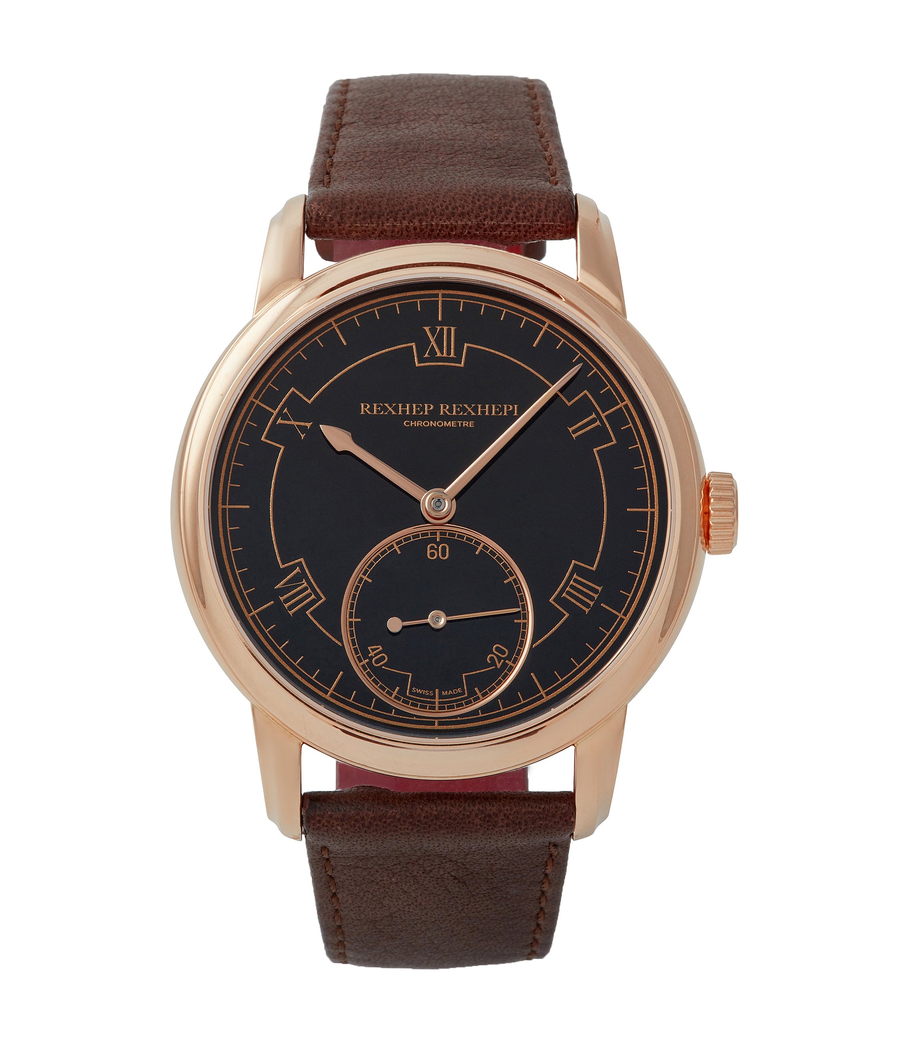 buying online AkriviA Rexhep Rexhepi Chronometre Contemporain rose gold black Grand Feu enamel sector dial time-only dress watch A Collected Man London